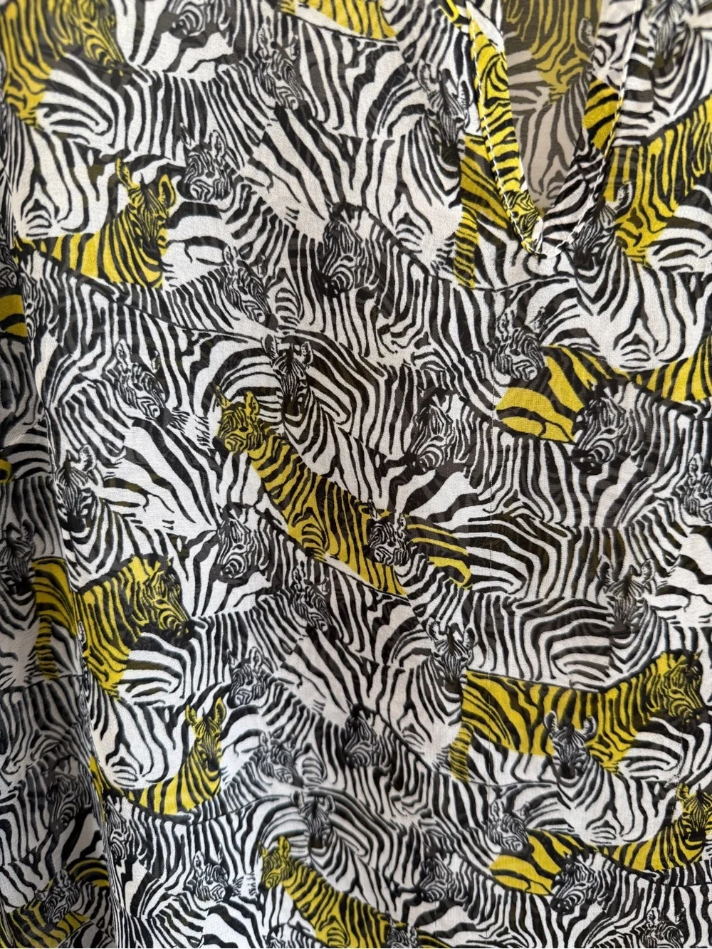 Banana Republic Sheer Zebra Print Long Sleeve with Front Cut Out Gold Bar